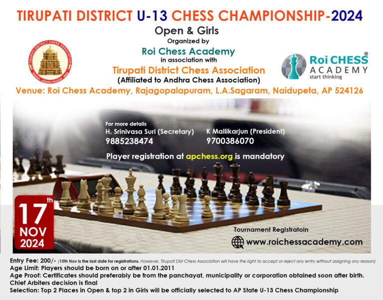 Tirupati District U-13 Open & Girls Chess Championship-2024